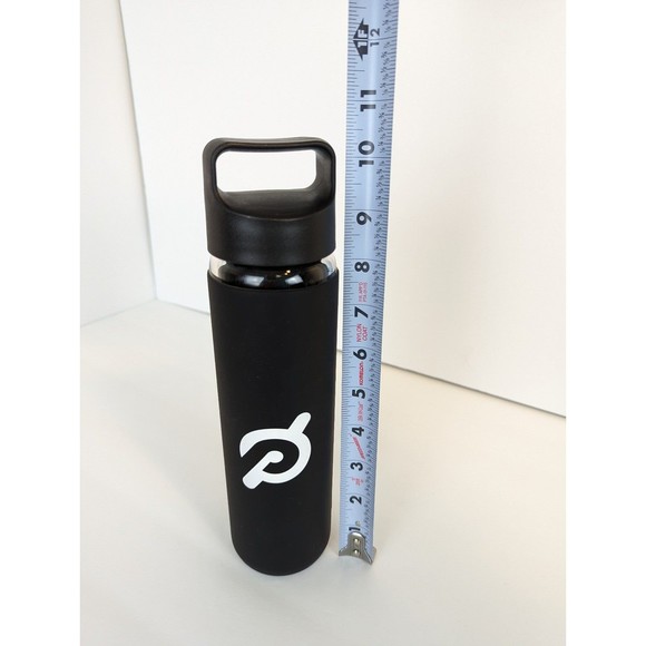 Peloton Reusable Glass Water Bottle with Silicone Cover with Screw Lid Black - Picture 4 of 4